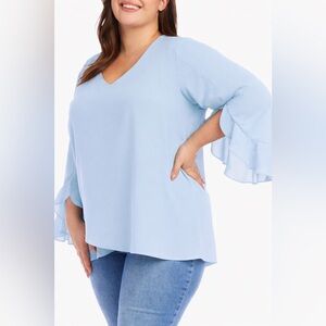 *KAREN KANE* CATALINA CROSSOVER FLUTTER SLEEVE BLOUSE* SZ 3X*